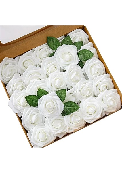 Şampanya 25 Adet 8 cm Pe Köpük Gül Yapay Çiçekler Sahte Çiçek Gelin Buketi Düğün Dekor Dıy Scrapbooking Craft Ev Masa Dekorasyonu (Yurt Dışından)