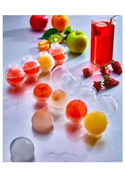 Üstten Doldurmalı Yatay 4 Bölmeli Küre Buz Topu Kalıbı - Yuvarlak Buz Topu Yapma Aparatı indirimleri