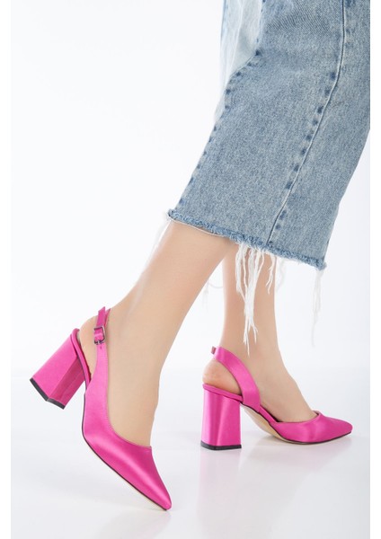 Fuşya | Saten | 34-43 Numara | Topuk Boyu 8 cm | Pad'lı Iç Taban Kadın Topuklu Ayakkabı | Shine fiyatları