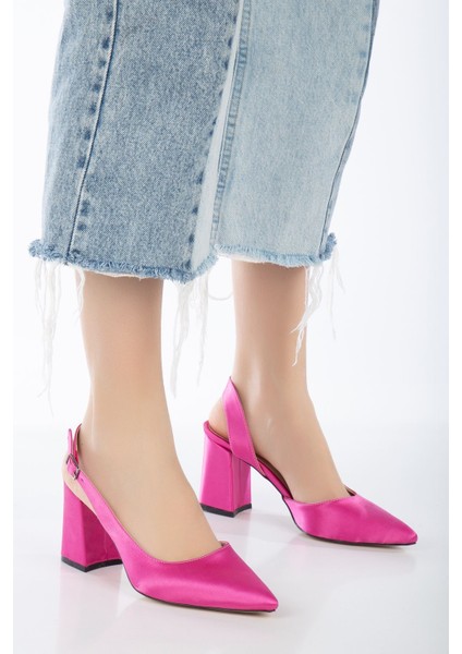 Fuşya | Saten | 34-43 Numara | Topuk Boyu 8 cm | Pad'lı Iç Taban Kadın Topuklu Ayakkabı | Shine modelleri