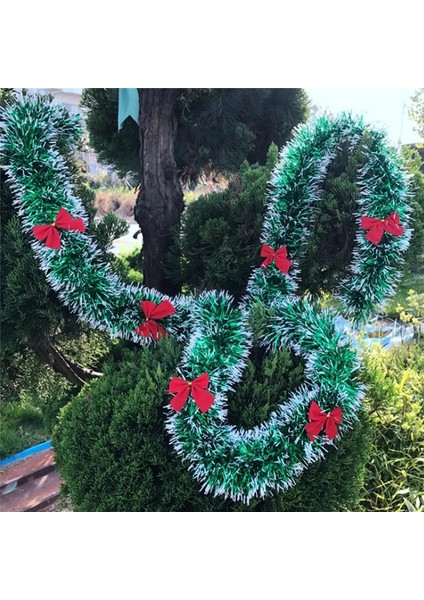Açık Sarı 200 cm Renkli Noel Dekorasyon Bar Üstleri Şerit Çelenk Noel Ağacı Süsler Beyaz Koyu Yeşil Kamışı Tinsel Parti Malzemeleri (Yurt Dışından)