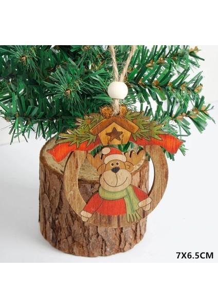 Elk 2023 Yeni Yıl Noel Elk Ahşap El Sanatları Noel Ağacı Süs Noel Noel Dekorasyon Ev Ahşap Kolye Navidad 2022 Hediye Için (Yurt Dışından)