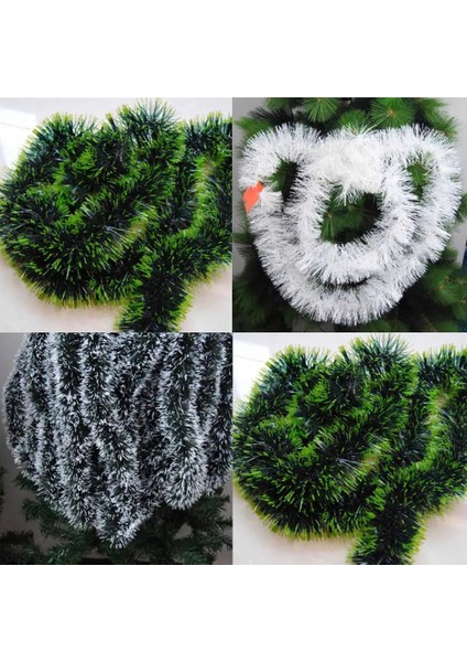 Açık Sarı 200 cm Renkli Noel Dekorasyon Bar Üstleri Şerit Çelenk Noel Ağacı Süsler Beyaz Koyu Yeşil Kamışı Tinsel Parti Malzemeleri (Yurt Dışından)