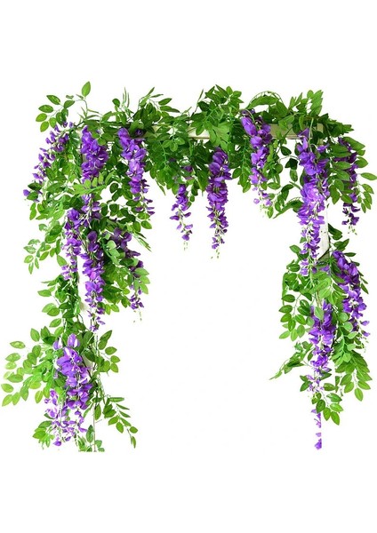 Uzunluk 2.2 Metre 7 Ft 2 M Çiçek Dize Yapay Wisteria Vine Garland Bitkiler Yeşillik Açık Ev Firar Çiçek Sahte Çiçek Asılı Duvar Dekor (Yurt Dışından)