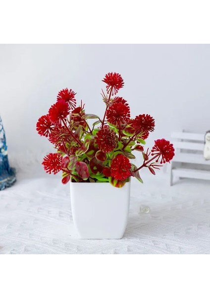 Kırmızı 1 Adet Bonsai Ipek Çiçekler Erik Yapay Saksı Bitkileri Çiçekleri Simülasyon Kış Erik Şube Vazolar Düğün Ev Odası Süslemeleri (Yurt Dışından)