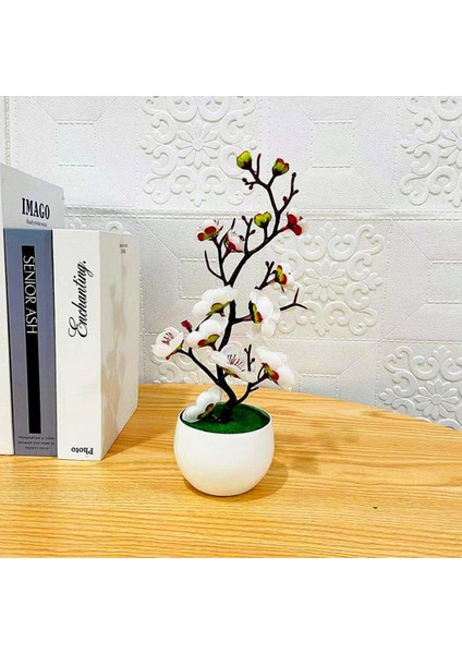 Kırmızı 1 Adet Bonsai Ipek Çiçekler Erik Yapay Saksı Bitkileri Çiçekleri Simülasyon Kış Erik Şube Vazolar Düğün Ev Odası Süslemeleri (Yurt Dışından)