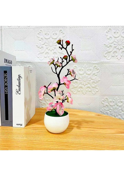 Kırmızı 1 Adet Bonsai Ipek Çiçekler Erik Yapay Saksı Bitkileri Çiçekleri Simülasyon Kış Erik Şube Vazolar Düğün Ev Odası Süslemeleri (Yurt Dışından)