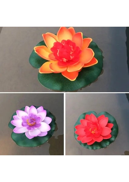 B 3 Adet 3 Adet Karışık Renkli Yüzen Lotus Yapay Çiçek Gerçekçi Nilüfer Mikro Peyzaj Lotu Yaprak Gölet Bahçe Sahte Bitkiler Dekor (Yurt Dışından)