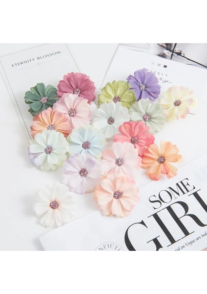 Renk 17 50 Adet 4.5 cm Ipek Papatya Kafası Mını Ev Düğün Dekorasyon Dıy Karalama Defteri Sahte Bitki Noel Çelenk Headdress Yapay Çiçekler (Yurt Dışından) fiyatları