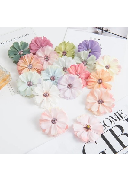 Renk 17 50 Adet 4.5 cm Ipek Papatya Kafası Mını Ev Düğün Dekorasyon Dıy Karalama Defteri Sahte Bitki Noel Çelenk Headdress Yapay Çiçekler (Yurt Dışından) indirimleri