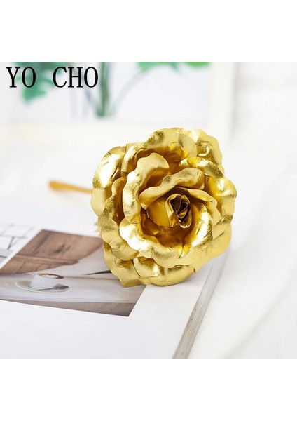 Renkli 24K Ebedi Gül Yapay Çiçekler Folyo Kaplama Altın Gül Düğün Sevgililer Günü Dekorasyon Anneler Günü Hediyeleri Sahte Çiçek (Yurt Dışından) indirimleri