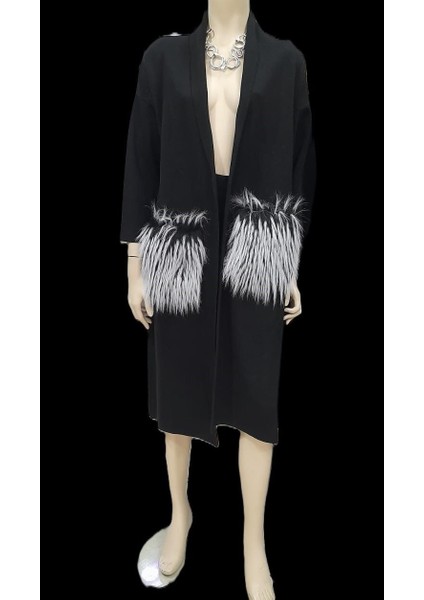 Kürk Detaylı Uzun Triko Hırka modelleri