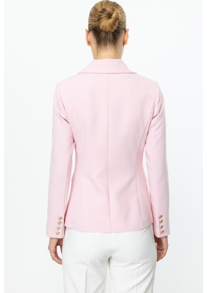 Kadın Kruvaze Yaka Kapak Cepli Ceket 4002 Pembe