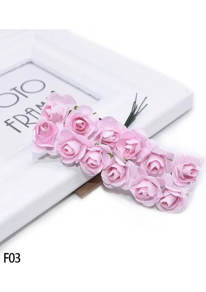 F03 144 Adet 72-144 Adet 2 cm Mini Gül Çiçek Kağıt Yapay Çiçekler Kafa Düğün Buket Scrapbooking Hediye Kutusu Gül Çelenk Parti Süslemeleri (Yurt Dışından)