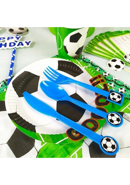 Hediye Çantası 10 Adet Futbol Futbol Tema Çocuk Doğum Günü Partisi Dekorasyon Seti Bardak, Tabak ve Saman Bunting Yağma Çanta Havlu Parti (Yurt Dışından)
