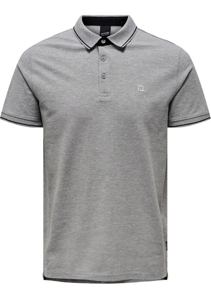 Erkek Onsfletcher Polo Yaka Pamuk T-Shirt 22024827 Gri