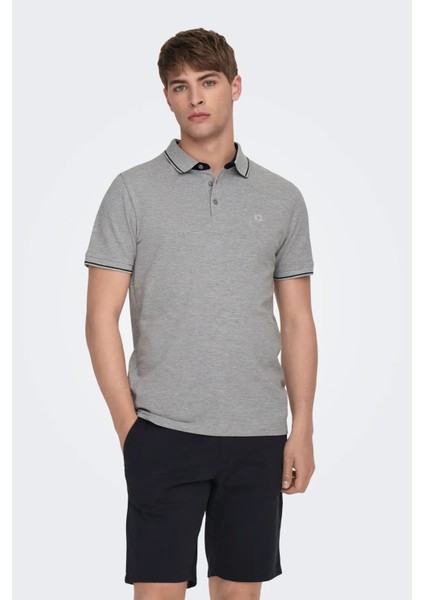 Erkek Onsfletcher Polo Yaka Pamuk T-Shirt 22024827 Gri fiyatları
