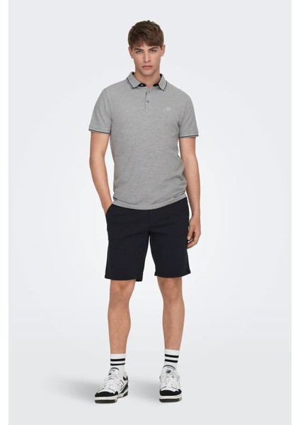 Erkek Onsfletcher Polo Yaka Pamuk T-Shirt 22024827 Gri modelleri