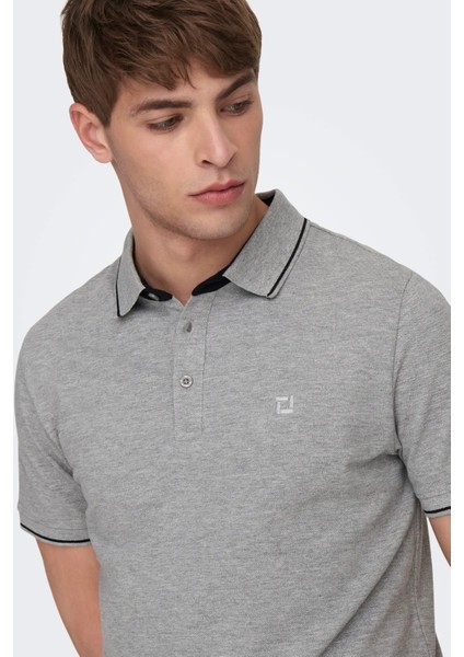 Erkek Onsfletcher Polo Yaka Pamuk T-Shirt 22024827 Gri fırsatları