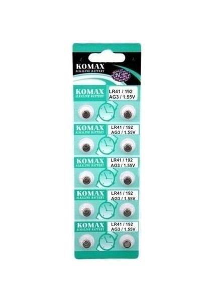 Ozcmax Ag3 Saat Pili - Düğme Pil 10LU Paket LR41/192 1.55V modelleri