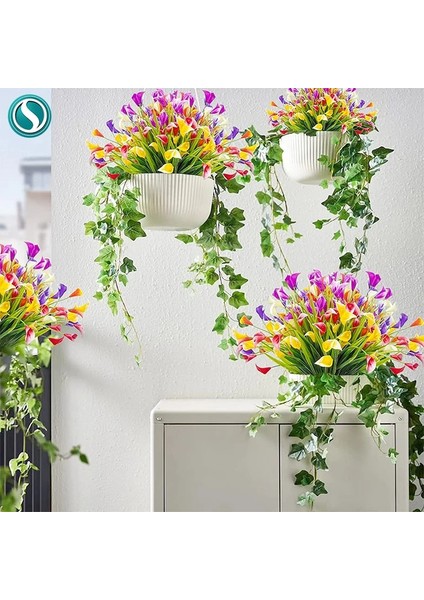 Mor 1 Adet 14 "yapay Çiçek Calla Lily Sahte Bitki Ev Kapalı Açık Sahte Çim Uv Koruma Dekoratif Çiçek Aranjmanı (Yurt Dışından) modelleri