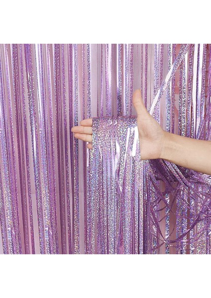 Lazer Kırmızı 2 Metre Parti Zemin Perdeleri Glitter Altın Tinsel Saçak Folyo Perde Doğum Günü Düğün Dekorasyon Yetişkin Yıldönümü Dekor (Yurt Dışından)