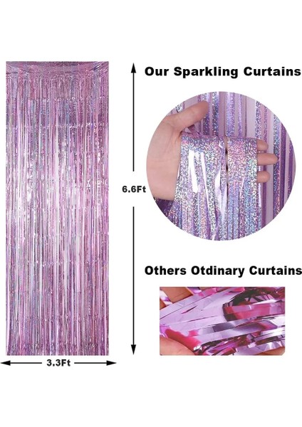 Lazer Kırmızı 2 Metre Parti Zemin Perdeleri Glitter Altın Tinsel Saçak Folyo Perde Doğum Günü Düğün Dekorasyon Yetişkin Yıldönümü Dekor (Yurt Dışından)