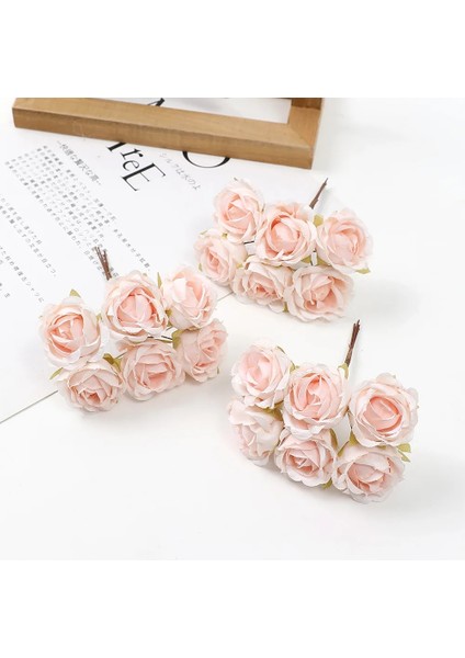 Fuşya 6 Adet 4 cm Mini Yapay Çiçek Ipek Gül Buketi Çiçek Düzenleme Dıy Çiçek Taç Ev Dekor Duvar Çelenk Düğün Dekorasyon (Yurt Dışından)