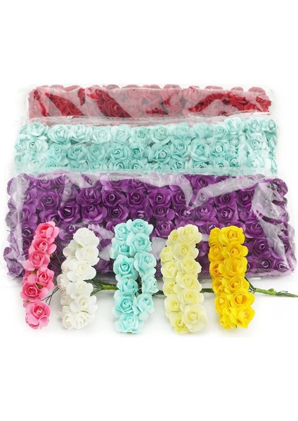 Mavi 144 Adet/grup 1.5 cm Mini Kağıt Gül Yapay Çiçekler Düğün Dekorasyon Için Eller Scrapbooking Küçük Sahte Çiçek Buketi (Yurt Dışından)