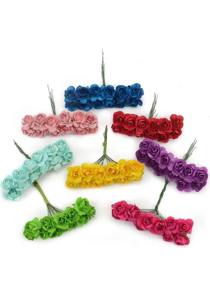 Mavi 144 Adet/grup 1.5 cm Mini Kağıt Gül Yapay Çiçekler Düğün Dekorasyon Için Eller Scrapbooking Küçük Sahte Çiçek Buketi (Yurt Dışından)