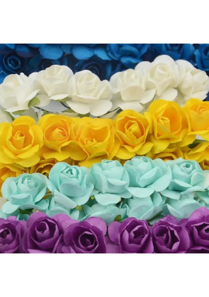 Mavi 144 Adet/grup 1.5 cm Mini Kağıt Gül Yapay Çiçekler Düğün Dekorasyon Için Eller Scrapbooking Küçük Sahte Çiçek Buketi (Yurt Dışından)