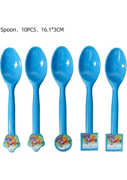 SPOON-10PCS Disney Winnie The Pooh Doğum Günü Partisi Malzemeleri Kağıt Bardak Tabaklar Masa Örtüsü Hediye Keseleri Bebek Duş Kız Parti Folyo Balonlar Dekor (Yurt Dışından)