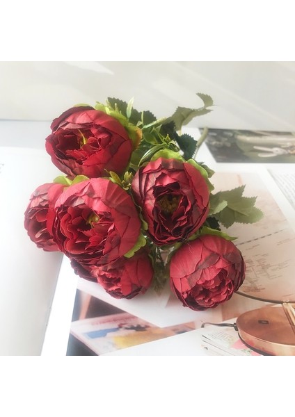 26 2022 Güzel Gül Şakayık Yapay Ipek Çiçekler Küçük Buket Flores Ev Partisi Bahar Düğün Dekorasyon Sahte Çiçek (Yurt Dışından)