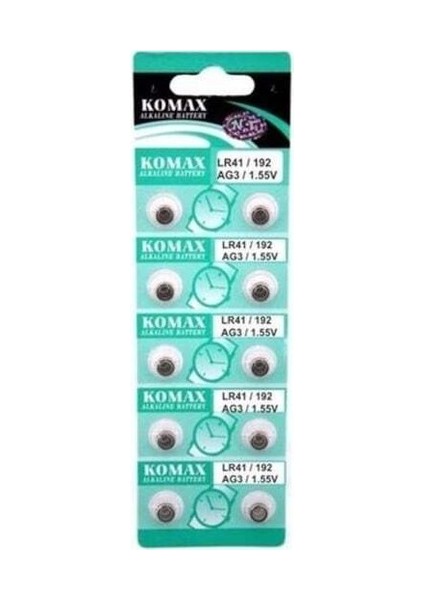 Ag3 Saat Pili - Düğme Pil 10LU Paket LR41/192 1.55V modelleri