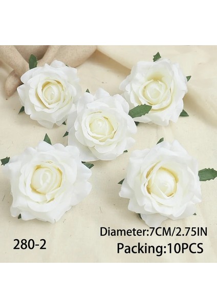 Ipek 280-2 Beyaz Gül Kafa Yapay Çiçekler Düğün Ev Partisi Noel Doğum Günü Dekor Dıy Çelenk Scrapbooking Craft Sahte Çiçekler Toplu (Yurt Dışından)