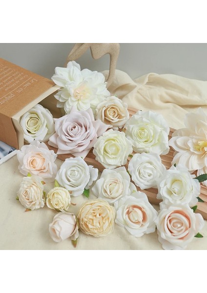 Ipek 280-2 Beyaz Gül Kafa Yapay Çiçekler Düğün Ev Partisi Noel Doğum Günü Dekor Dıy Çelenk Scrapbooking Craft Sahte Çiçekler Toplu (Yurt Dışından)
