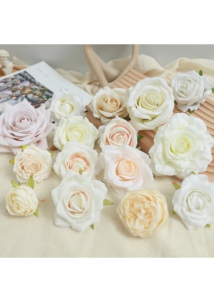Ipek 280-2 Beyaz Gül Kafa Yapay Çiçekler Düğün Ev Partisi Noel Doğum Günü Dekor Dıy Çelenk Scrapbooking Craft Sahte Çiçekler Toplu (Yurt Dışından)