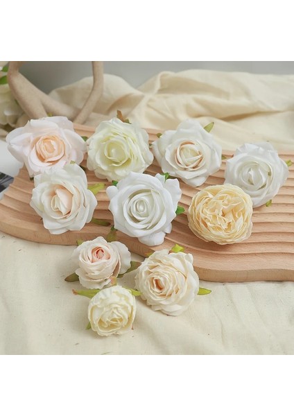 Ipek 280-2 Beyaz Gül Kafa Yapay Çiçekler Düğün Ev Partisi Noel Doğum Günü Dekor Dıy Çelenk Scrapbooking Craft Sahte Çiçekler Toplu (Yurt Dışından)