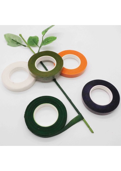 12 Çiçekli Yeşil Bantlar 12MM x 45 M/rulo Bant Korsajlar Ilik Yapay Çiçek Ercik Sarma Çiçekçi Yeşil Bantlar Esnek Bant (Yurt Dışından)