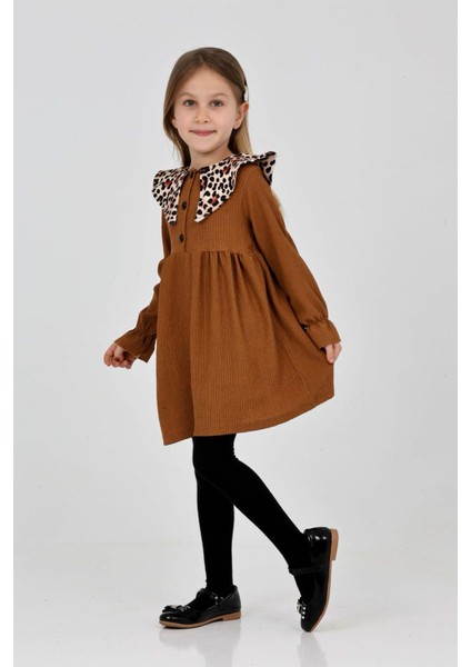 Kız Çocuk Yaka Desenli Bürümcük Elbise 12190 fiyatları