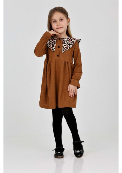Kız Çocuk Yaka Desenli Bürümcük Elbise 12190 modelleri