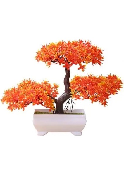 Günbatımı Kırmızı Karşılama Çam Bonsai Yapay Plastik Yeşil Bitki Saksı Sahte Küçük Ağaç Ev Masa Dekorasyon Bahçe Düzenleme Süsler (Yurt Dışından)