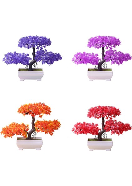 Günbatımı Kırmızı Karşılama Çam Bonsai Yapay Plastik Yeşil Bitki Saksı Sahte Küçük Ağaç Ev Masa Dekorasyon Bahçe Düzenleme Süsler (Yurt Dışından)
