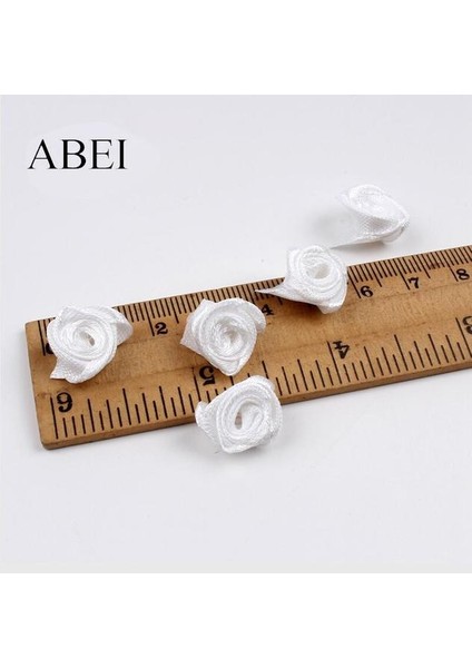 Beyaz 300 Adet 15MM Mix Renk Küçük Gül Çiçek Mini El Yapımı Saten Kurdele Gül Kafası Düğün Scrapbooking Dekorasyon Elbise Aksesuarları (Yurt Dışından)