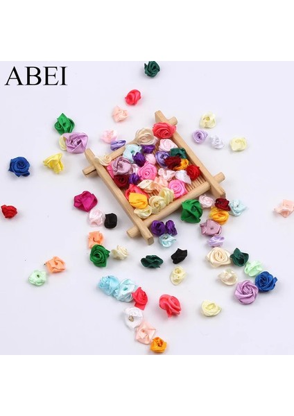Beyaz 300 Adet 15MM Mix Renk Küçük Gül Çiçek Mini El Yapımı Saten Kurdele Gül Kafası Düğün Scrapbooking Dekorasyon Elbise Aksesuarları (Yurt Dışından)