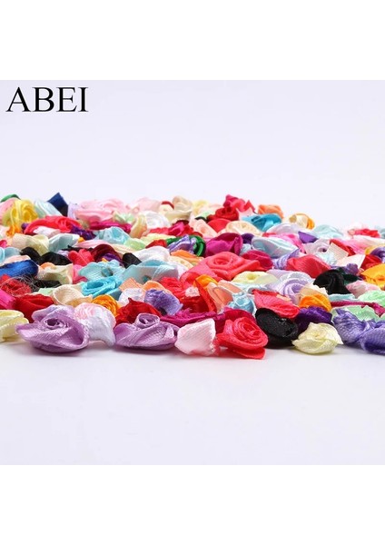 Beyaz 300 Adet 15MM Mix Renk Küçük Gül Çiçek Mini El Yapımı Saten Kurdele Gül Kafası Düğün Scrapbooking Dekorasyon Elbise Aksesuarları (Yurt Dışından)