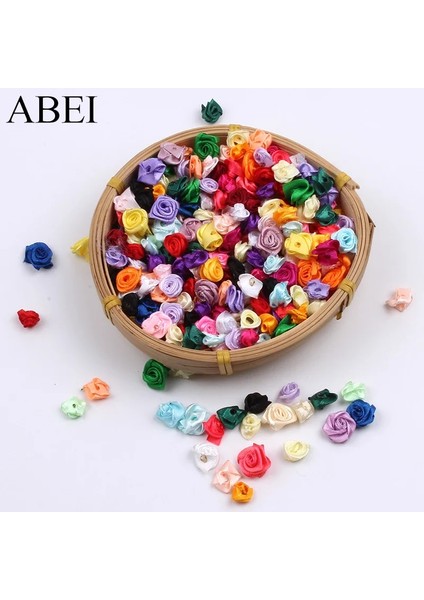 Beyaz 300 Adet 15MM Mix Renk Küçük Gül Çiçek Mini El Yapımı Saten Kurdele Gül Kafası Düğün Scrapbooking Dekorasyon Elbise Aksesuarları (Yurt Dışından)