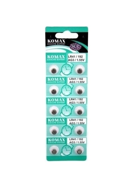 Ag3 Saat Pili - Düğme Pil 10LU Paket LR41/192 1.55V modelleri