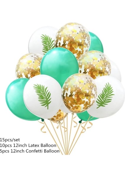 15 Adet Balonlar Yapay Tropikal Palmiye Yaprakları Bitki Hawaii Luau Aloha Yaz Orman Tema Parti Dekorasyon Düğün Doğum Günü Ev Masa Dekor (Yurt Dışından)