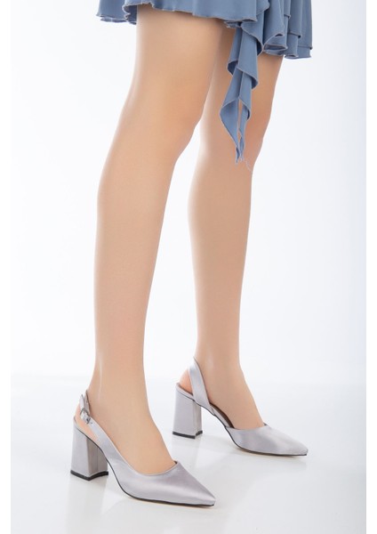 Gümüş | Saten | 34-43 Numara | Topuk Boyu 8 cm | Pad'lı Iç Taban Kadın Topuklu Ayakkabı | Shine fiyatları